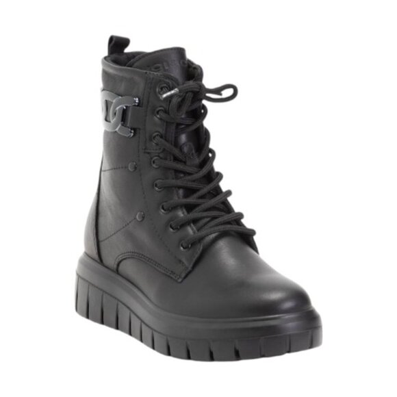 IGI&CO Black Made In Italy Leather Laced Up Booties - Picture 1 of 3